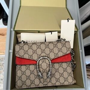 Gucci Dionysus bag with red suede mini size